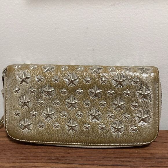 Jimmy Choo Filipa Metallic Star Studded Woman’s Leather Wallet. - Picture 2 of 13